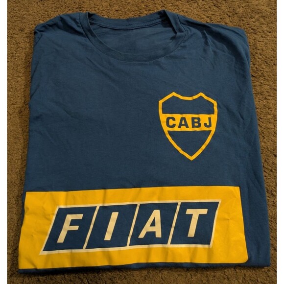 Club Atletico Boca Junors CABJ Bue Short Sleeve T-Shirt Men's Large - Picture 1 of 7